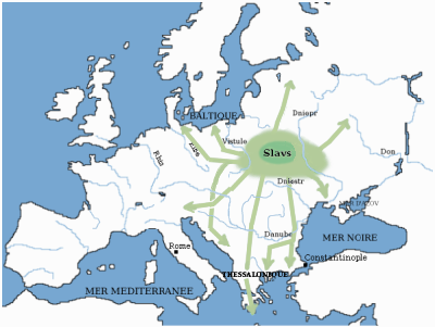 Map of early Slavic migrations