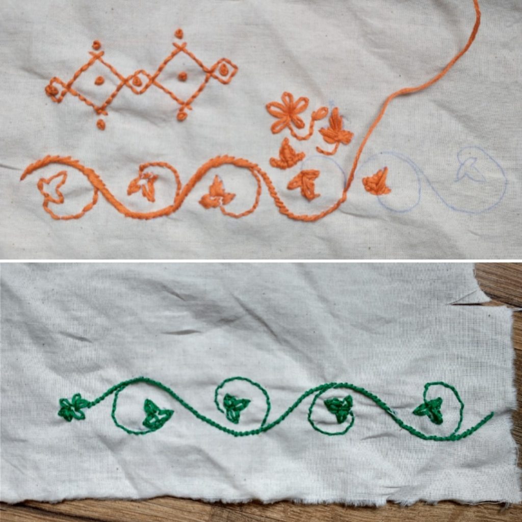 Embroidery practice for 14th century projects