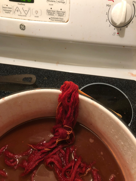Yarn in madder bath