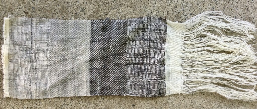 woollen woven sample showing sections of different sheep breeds.