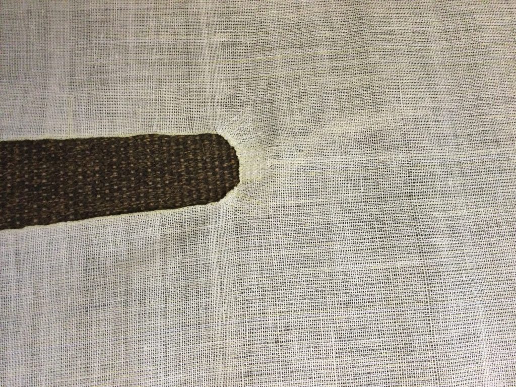 closer view of the weaving of the linen cloth