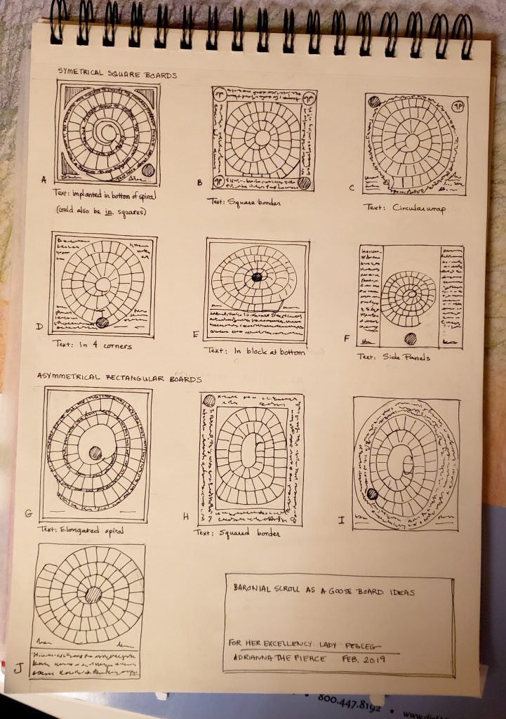 sketches of goose spiral games