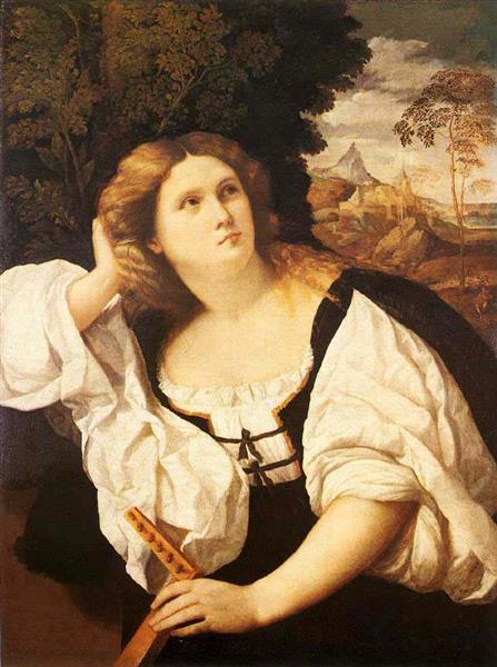 Woman with a Lute by Palma Vecchio 