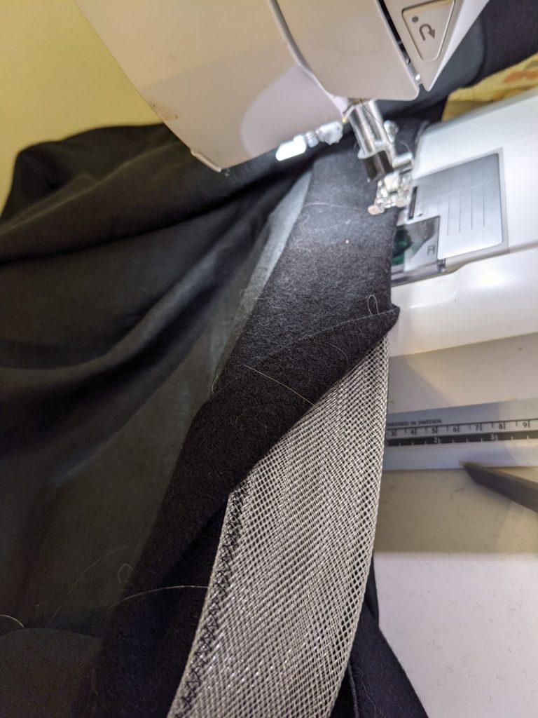 Stitching crinoline by machine