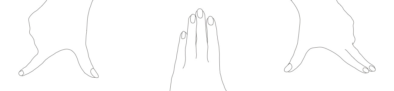 Image of three hands showing proportional measures